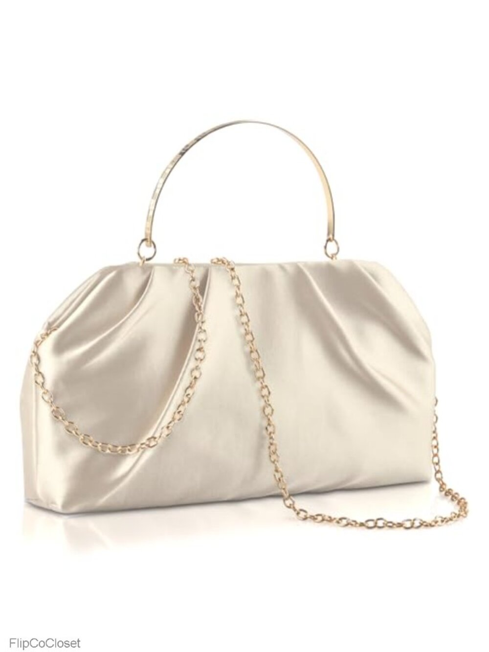 ERKOON Women's Pleated Satin Evening Clutch with 2 Detachable Chain Straps